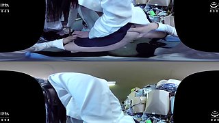 Hinata Suzumori - Cute Schoolgirl Flashing Her Panties While she Cleans the Steps in Thigh-High Socks - MUGONVR