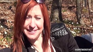 French Redhead Slut Takes Big Black Cock Outdoors