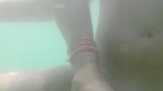 We Got Caught! My Teacher Handjobs My Cock Underwater on Nude Beach