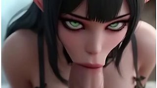 Car Toon In Brunette Succubus Temptress Handjob, Blowjob, Pussy Ride To Deep Anal Creampie