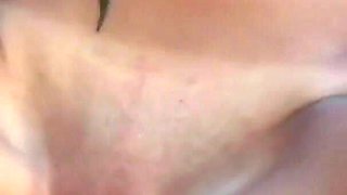 Beautiful and sexy horny brunette with a hot wet shaved pussy enjoys and moans as she sucks my hard cock