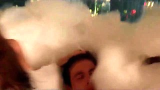 Sapphic nubile college girl entices huge-chested Italian COUGAR educator in class