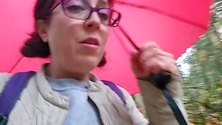 Nerdy Faery Pissing Outdoors - Petite Hairy Pussy Solo Pee in Public Toilet