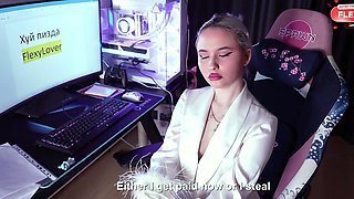 The accountant spent my salary on new shoes and let me fuck