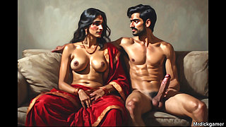 Indian aunty sex with her new neighbour husband watches from behind as she is getting her pussy banged