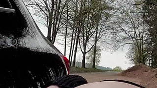 Julie Strips Naked on the Side of the Road and Squirts