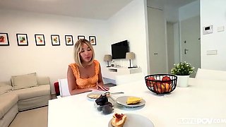 Real amateur blonde gives a hot POV blowjob on the train
