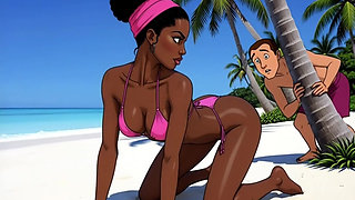 Ebony Girl Sex on the Beach. African Girl. Cartoon. the Sexiest Girls on the Planet