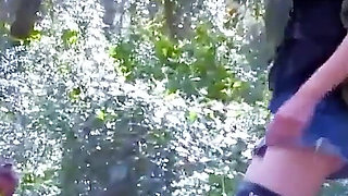 Wild outdoor threesome fuck with skinny teen Vladana