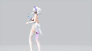[mmd] Glorious Wigglewiggle Transparent White Silk Swimsuit Explosive Breasts Shaking Breasts