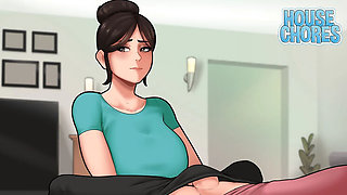 Stepmom Linda's Big Natural Tits Handjob Relieves My Sexual Tension After Catching Me Watching