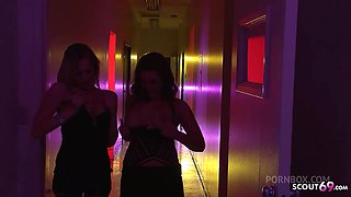 Ginger Big saggy Tits Teen and her blonde BGF seduce to FFM Threesome by old Guy