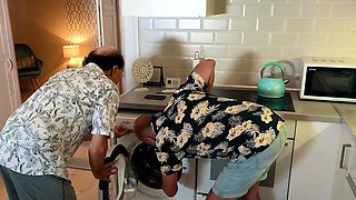 Fat old bastard tremendous threesome with sexy young babes