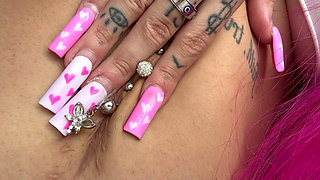 Belly Button Stretching Scar Stretching Hole Stretch Pulling Scar Pulling Belly Stretch Long Acrylic Fake Nails Teen Bimbo Bratt