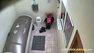 Czech Solarium Young Woman Masturbates While Tanning