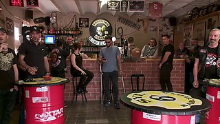 Busty Blonde Candela X Submits in Biker Bar