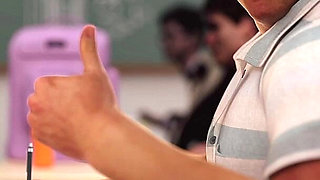 Sexy Married Teacher Having Threesome with Two Lucky Students - the Office