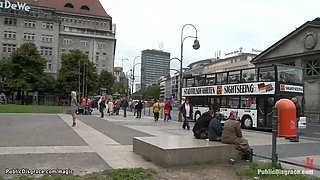 German blonde group public banged