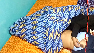 Newly married couple having romance.