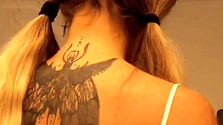 Super Hot Sexy Long Legs Blonde Takes off Her Panties to Show Her Tight Pussy Under Her Mini Skirt