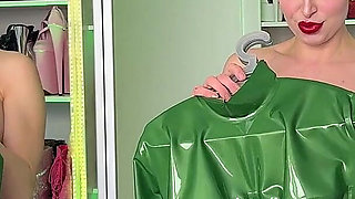 Dressing up in Latexcharms Big Boob Catsuit