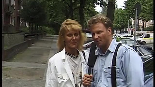 Blonde milf giving an interview