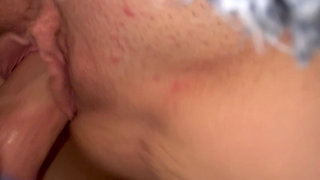Cock ring rubbing balks and cock in her pussy while she squirts