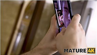 Man Takes Masturbating Stepmom Thrusting Cock Into Her