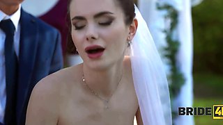 Gorgeous bride has her pussy stuffed by her groom in public after the ceremony