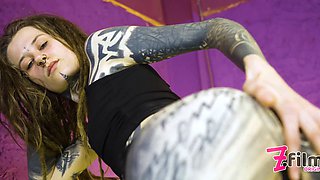 Watch this petite tattooed alternative Dreadhead get wild with her toys in HD