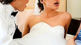 Bride to be threeway with her fiancee and big tits milf