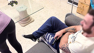 The Cleaning Lady Cleans the Boss's Cock with Her Tongue