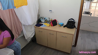 Huge natural breast at the laundry room part 2