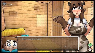 HornyCraft episode featuring animated hentai girl experiencing a wild shaking orgasm