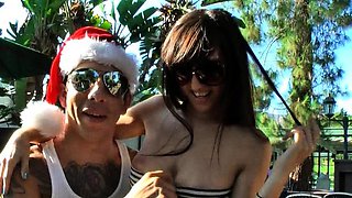 Pulled amateur babe shows her big boobs