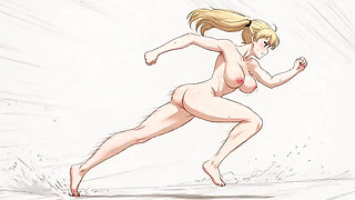 Nude woman in the anime manga