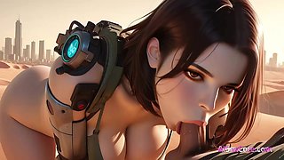The cyber beauty spreads her thighs wide begging for cock as AI pleasure takes over
