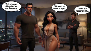 The husband secretly watches his wife sharing intense encounter with tall protector at the family farm (AI generated)