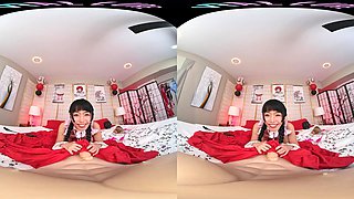 POV VR with busty brunette Asian slut in lingerie - Pov