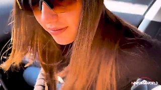 Mia Veloure Deep-Throats Stranger in Parking Lot Car
