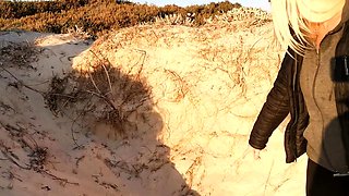 Blonde teen nudist Virginie at beach