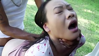 Young sexy petite Chinese Asian girl gets Creampie on outdoors by the best interracial BBC