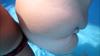 Stepson Bareback Real Stepmom in Swimming Pool Cum Inside Her Pussy