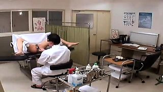 Pretty Japanese babe has a horny doctor plowing her snatch