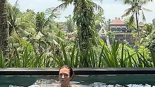 Teasing in See-thru Dress Outdoor at the Pool, Strip