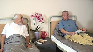 Hot threesome anal old vs young encounter