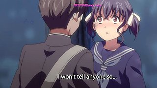 Public park anime slut drops panties for wet pussy play