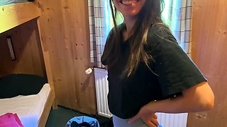 Horny Teen gets caught Mastrubating and gets Double Cumshot