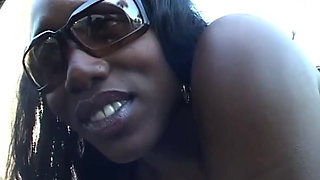 Sexy black couple pussy fucking ass fingering in dogging position