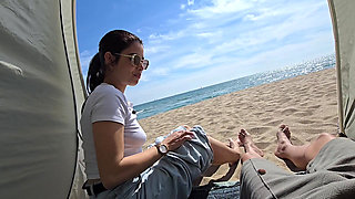 STEPSISTER HAS SEX ON THE PUBLIC BEACH!